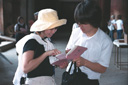 Angela with inquisitive school student
